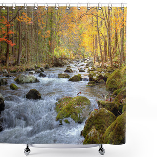 Personality  Smoky Mountain Stream In Autumn Shower Curtains