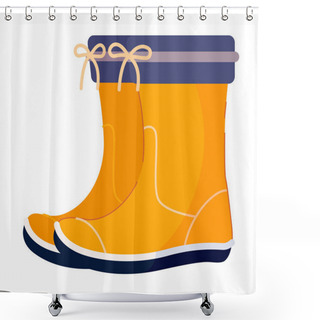 Personality  Rubber Boot Pair Isolated On White Background Shower Curtains