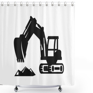 Personality  Vector Black Excavator Shower Curtains