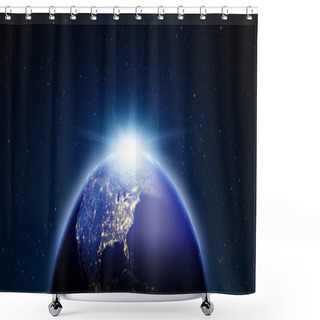 Personality  America From Space. Stars My Own Photo. Elements Of This Image Furnished By NASA 3d Rendering Shower Curtains
