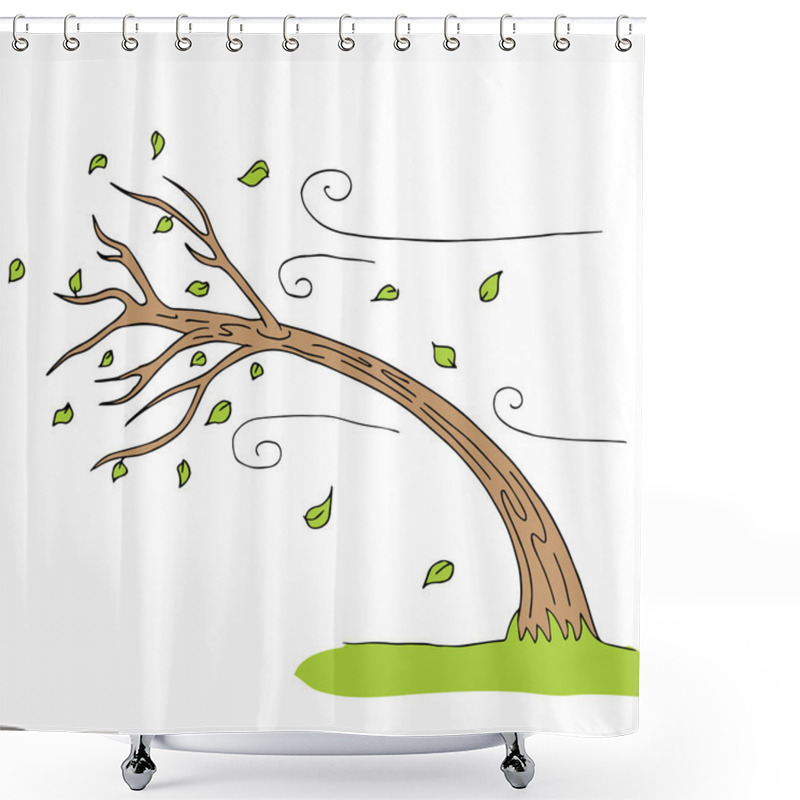 Personality  Wind Blown Tree Shower Curtains