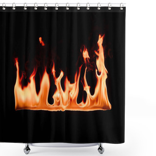 Personality  Close Up View Of Burning Orange Flame On Black Backdrop Shower Curtains