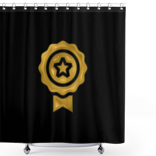 Personality  Award Gold Plated Metalic Icon Or Logo Vector Shower Curtains