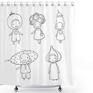 Personality  Cute Cartoon Vegetables. Shower Curtains