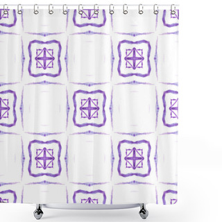 Personality  Textile Ready Adorable Print, Swimwear Fabric, Wallpaper, Wrapping. Purple Splendid Boho Chic Summer Design. Tiled Watercolor Background. Hand Painted Tiled Watercolor Border. Shower Curtains