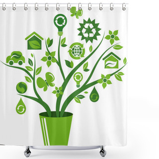 Personality  Ecological Icons Tree - 1 Shower Curtains