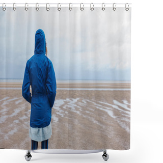 Personality  Young Woman Walking On The Beach Shower Curtains