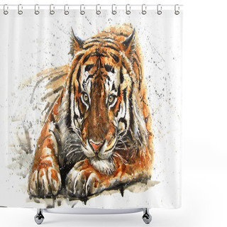 Personality  Tiger Watercolor Predator Shower Curtains