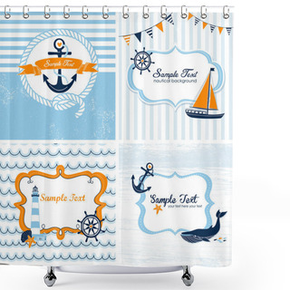 Personality  Set Of 4 Nautical Cards Shower Curtains