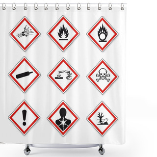 Personality  GHS Warning Signs Set Vektor Shower Curtains