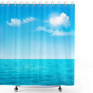 Personality  Nature Background - Blue Ocean And Blue Cloudy Sky. Vector. Shower Curtains