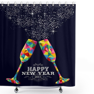 Personality  New Year Color Glass Greeting Card Shower Curtains