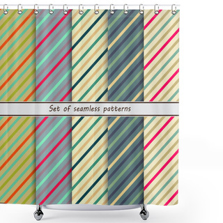 Personality  Set Of Seamless Patterns, Diagonal Stripe Shower Curtains