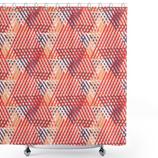 Personality  Geometric Pattern With Striped Triangles Shower Curtains
