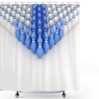 Personality  Blue Bowling Pins As A Pointer Shower Curtains