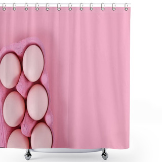 Personality  Easter Eggs In Box On Pink Background With Copy Space Shower Curtains