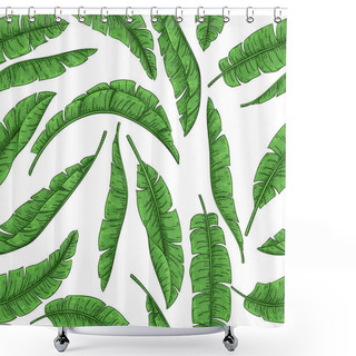 Personality  Tropical Palm Leaves Seamless Pattern, Jungle Banana Shower Curtains