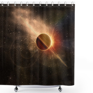 Personality  Planet With Rings Shower Curtains