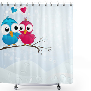 Personality  Couple Of Birds In Love. Vector Illustration. Shower Curtains