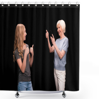 Personality  Happy Grandmother And Granddaughter  Shower Curtains