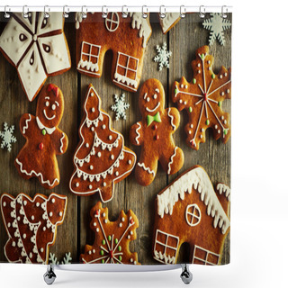 Personality  Christmas Gingerbread Cookies Shower Curtains