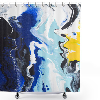 Personality  Abstract Acrylic Background Colored With Yellow And Blue Paint Shower Curtains