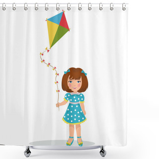 Personality  Girl With A Kite Shower Curtains