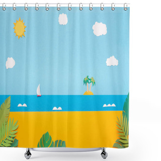 Personality  Tropical Island With Empty Beach And Blue Ocean In Summer Shower Curtains