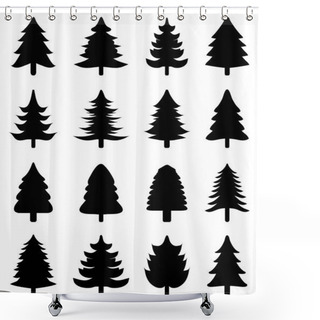 Personality  Christmas Tree Icons Shower Curtains