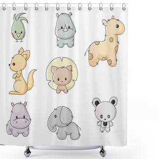 Personality  Set Of Wild Animals Shower Curtains