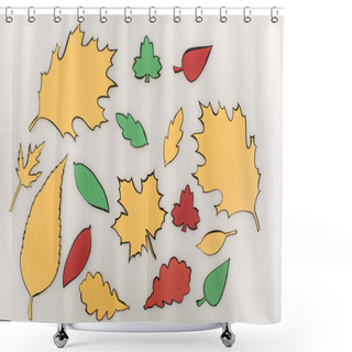 Personality  Composition Of Drawn Autumnal Leaves Shower Curtains