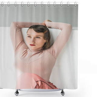 Personality  Beautiful Retro Styled Girl Shower Curtains