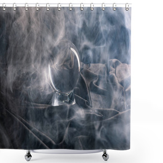 Personality  Crystal Ball On Textile With Smoke Around On Dark Background Shower Curtains