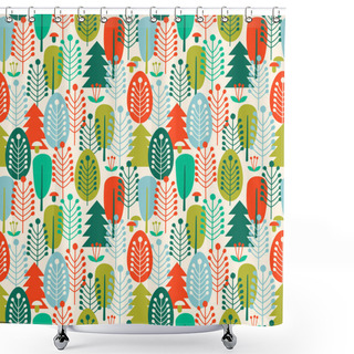 Personality  Seamless Background With Stylized Trees  Shower Curtains