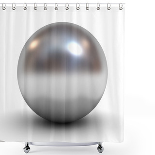 Personality  Metallic Chrome Sphere Over White Shower Curtains