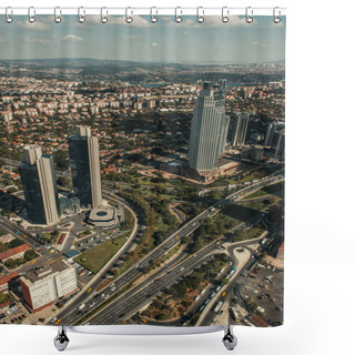 Personality  Aerial View Of City With Skyscrapers And Roads, Istanbul, Turkey Shower Curtains