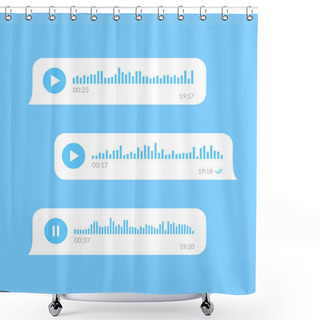 Personality  White Voice Messages Bubbles On Blue Background Shower Curtains