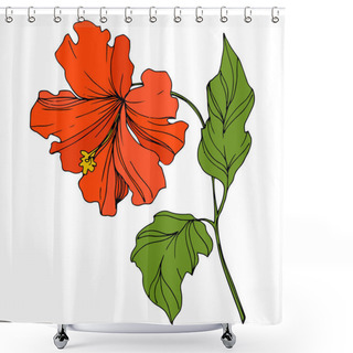 Personality  Vector Tropical Botanical Flower. Exotic Hawaiian Summer. Engraved Ink Art. Isolated Flowers Illustration Element. Shower Curtains
