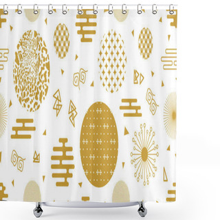 Personality  Abstract Background With Japanese Art Motifs. Shower Curtains