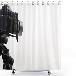 Personality  Black Professional Digital Camera Isolated On White Shower Curtains