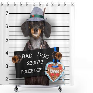 Personality  Bavarian Beer Dog  Mugshot  Shower Curtains