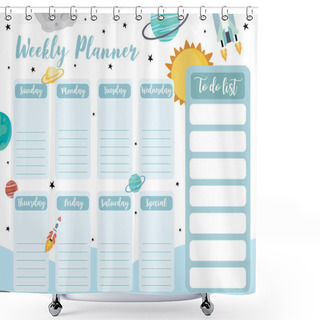 Personality  Weekly Planner Start On Sunday With Galaxy,space,to Do List That Use For Vertical Digital And Printable A4 A5 Size Shower Curtains