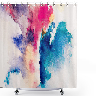 Personality  Abstract Painting With Red, Purple And Blue Watercolor Paints On White Background Shower Curtains
