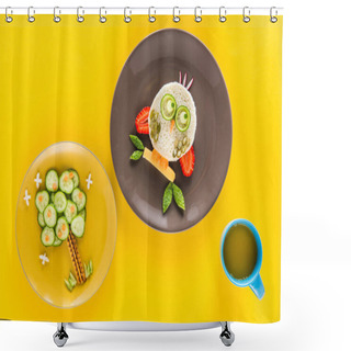 Personality  Funny Breakfast For Child Shower Curtains