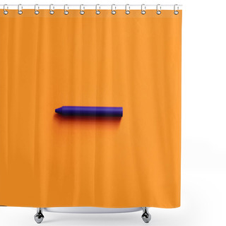 Personality  Top View Of Purple Crayon On Orange Background Shower Curtains