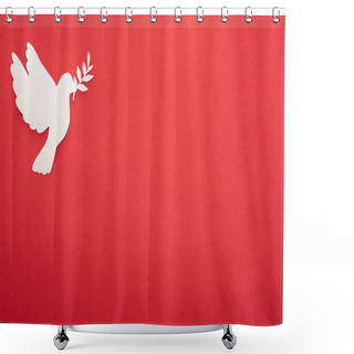 Personality  Top View Of White Dove As Symbol Of Peace On Red Background Shower Curtains