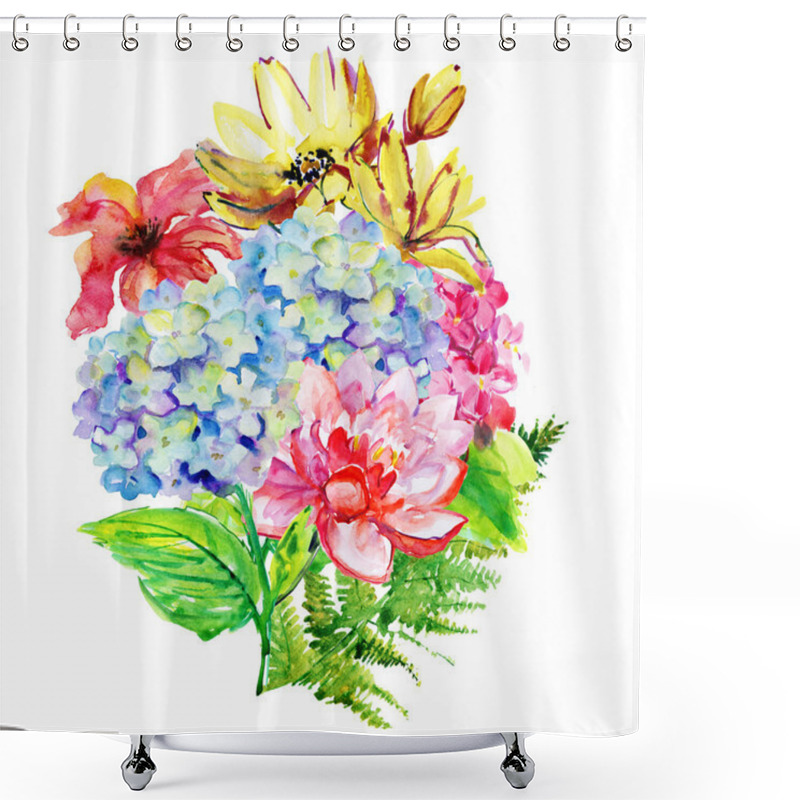Personality  Yellow, Blue And Red Flowers Shower Curtains