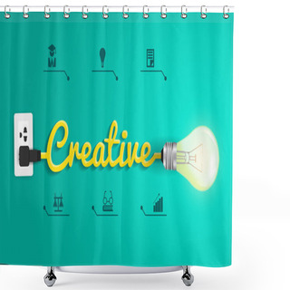 Personality  Vector Creative Concept With Light Bulb Idea Shower Curtains
