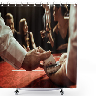 Personality  Dealer Shuffling Cards Shower Curtains