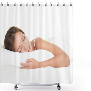 Personality  Woman Sleeping On White Background Shower Curtains